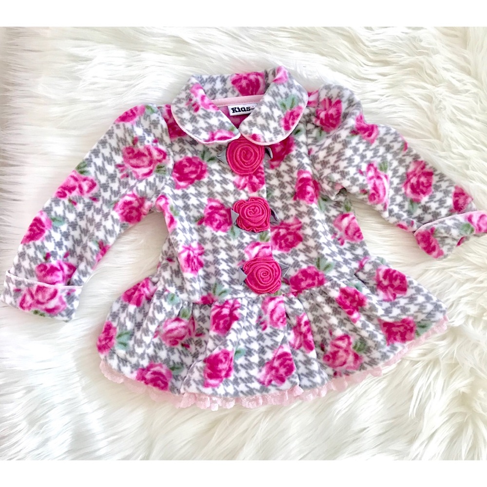 GIRLS LUXURY ROSE COAT - Picture 2 of 7